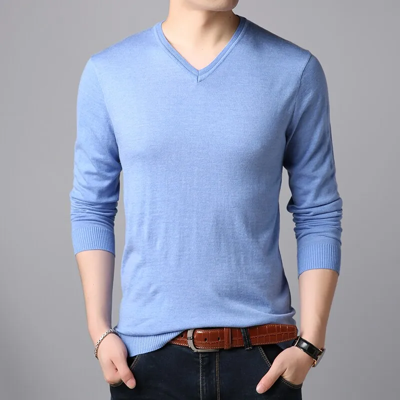 2020 Fashion Brand Sweaters Men's Pullovers V Neck Slim Fit