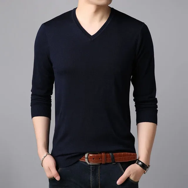 2020 Fashion Brand Sweaters Men's Pullovers V Neck Slim Fit