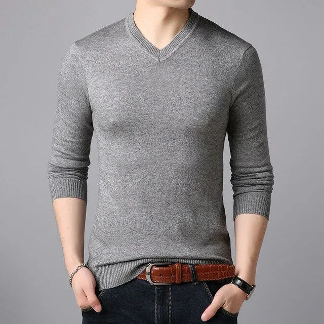 2020 Fashion Brand Sweaters Men's Pullovers V Neck Slim Fit