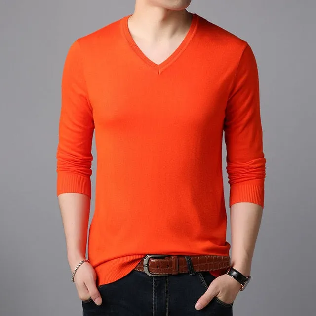 2020 Fashion Brand Sweaters Men's Pullovers V Neck Slim Fit