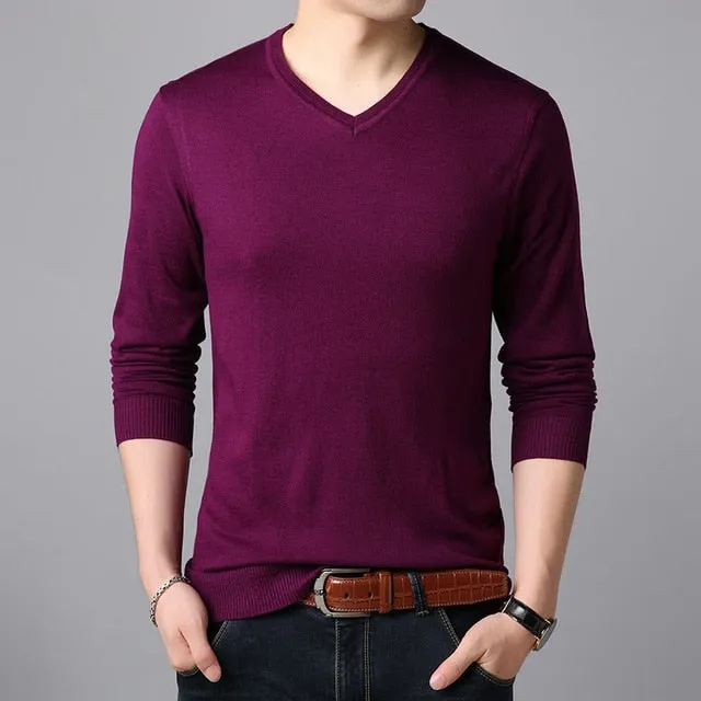 2020 Fashion Brand Sweaters Men's Pullovers V Neck Slim Fit