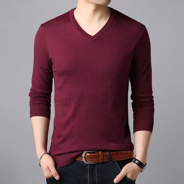 2020 Fashion Brand Sweaters Men's Pullovers V Neck Slim Fit