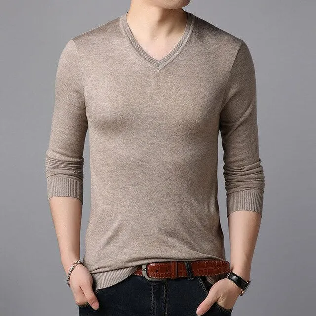 2020 Fashion Brand Sweaters Men's Pullovers V Neck Slim Fit