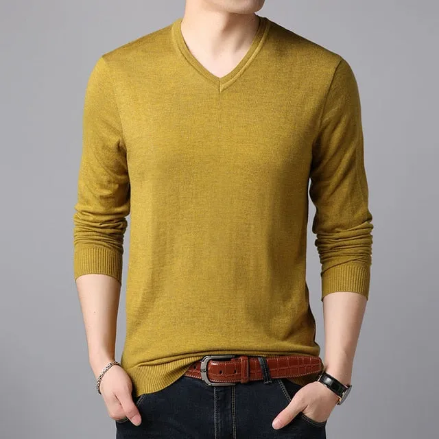 2020 Fashion Brand Sweaters Men's Pullovers V Neck Slim Fit