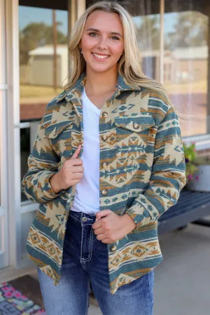 Aztec Print Button Shacket