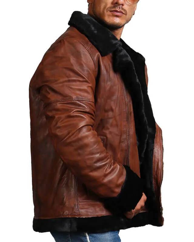 B3 Bomber Leather Jacket with Fur lining