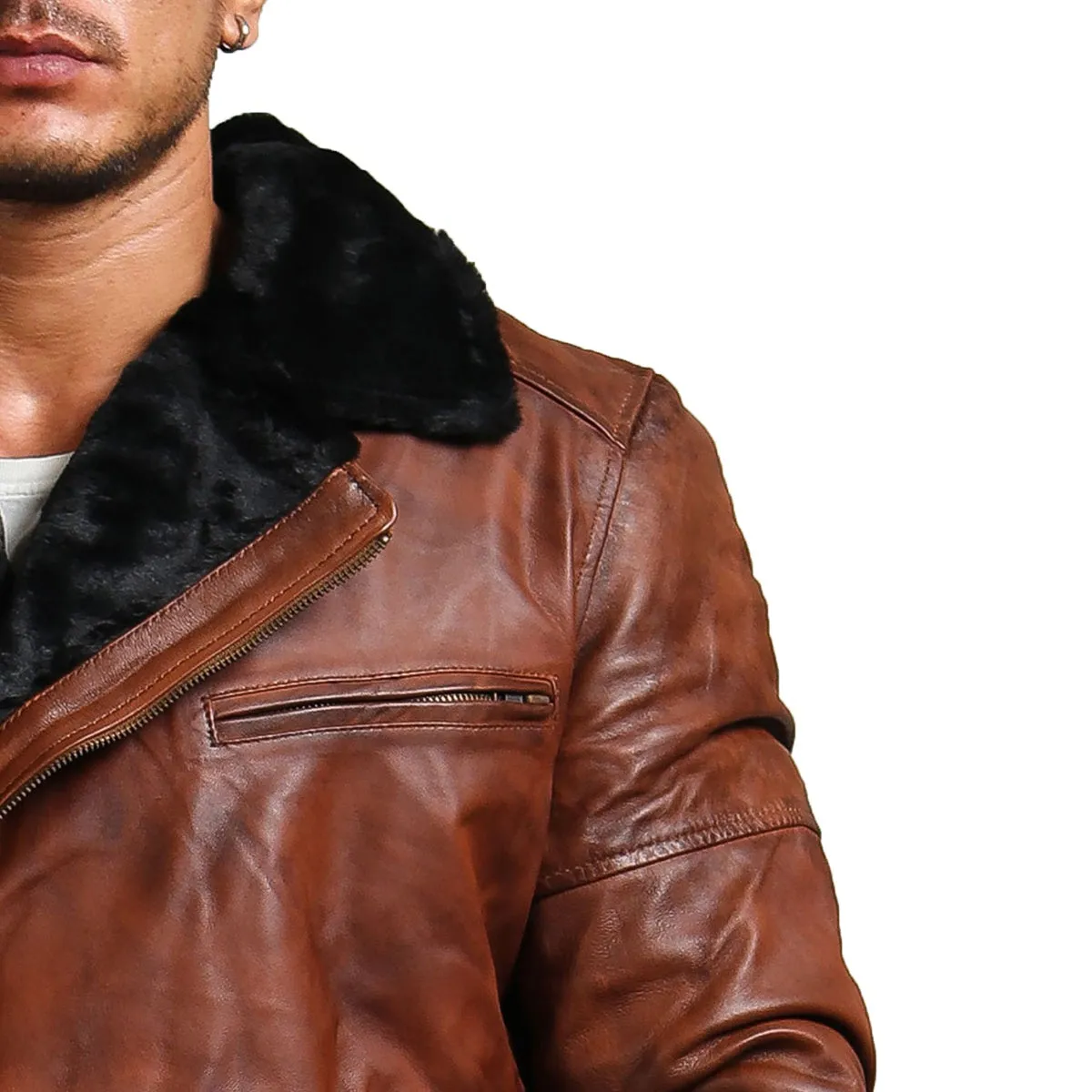 B3 Bomber Leather Jacket with Fur lining