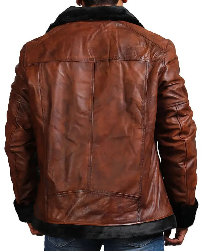 B3 Bomber Leather Jacket with Fur lining