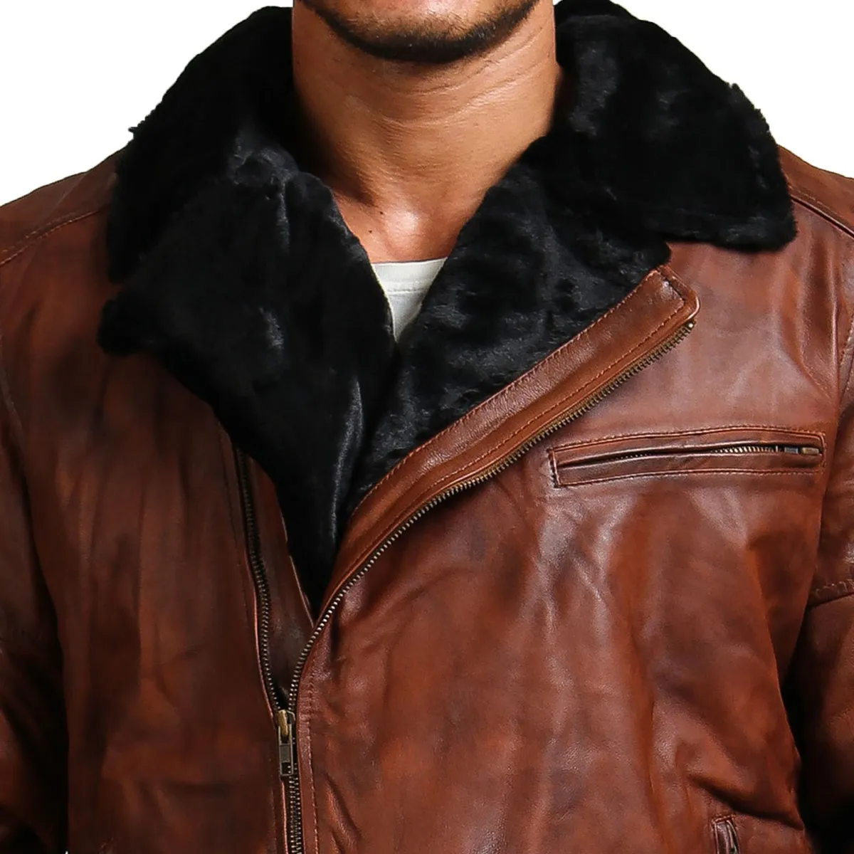 B3 Bomber Leather Jacket with Fur lining