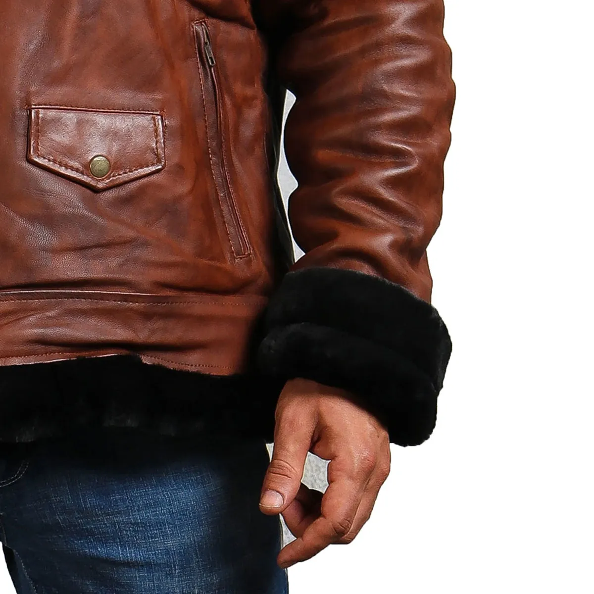 B3 Bomber Leather Jacket with Fur lining