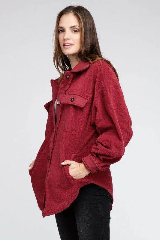 BiBi Fleece Buttoned Down Oversized Jacket