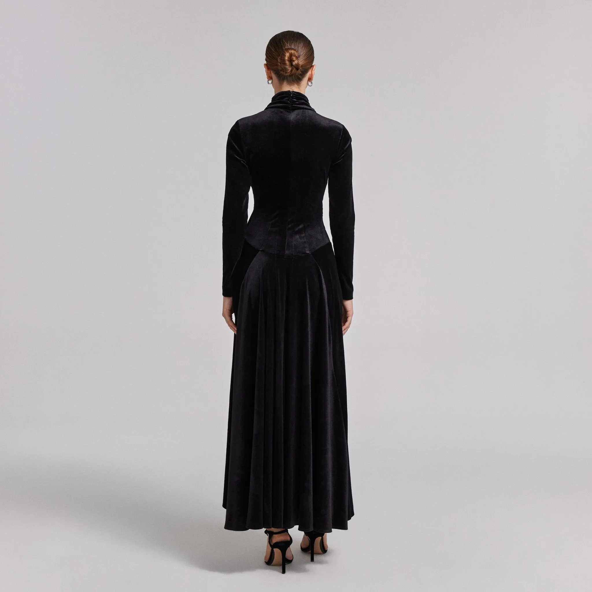 Black Velvet Mock Neck Maxi Dress