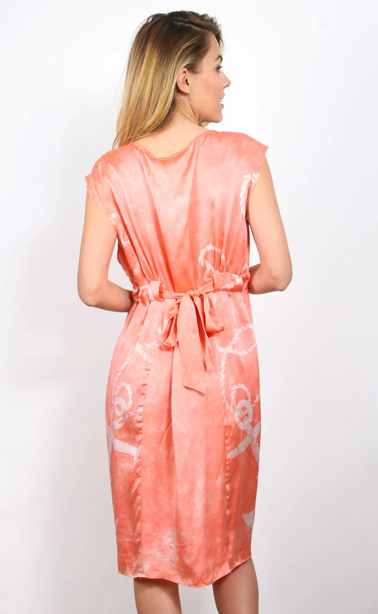 Cape Cod Cowl Tie Dress - Peach