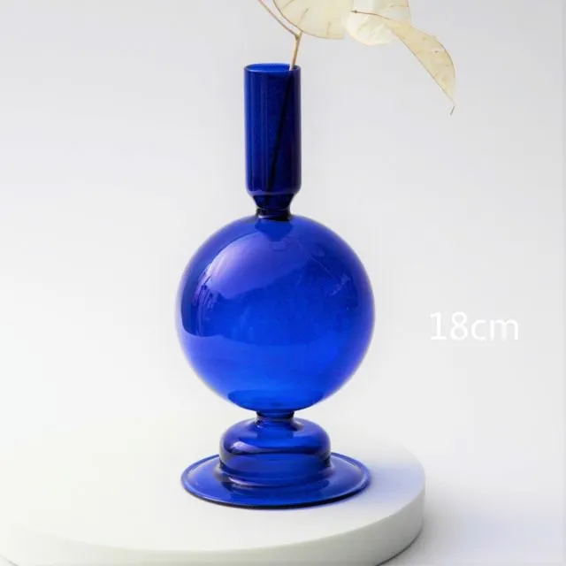 Cobalt Blown Glass Candle Holders