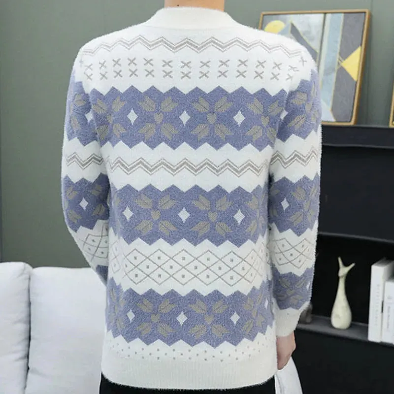 Contrast Color O-Neck Long Sleeve Sweater