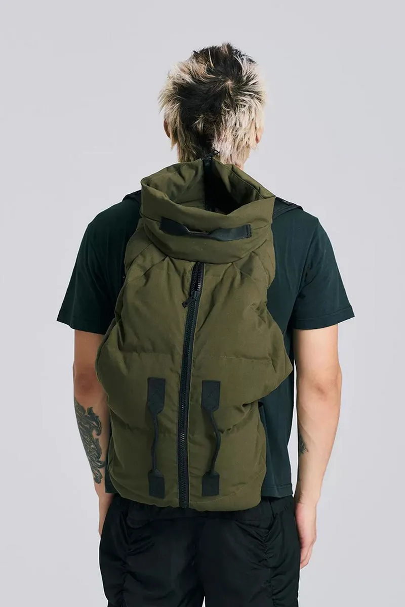 Convertible Military Green Puffer Vest