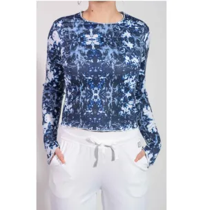 Crop Top-Hand and Neck Sun  Protector - Tie Dye Navy