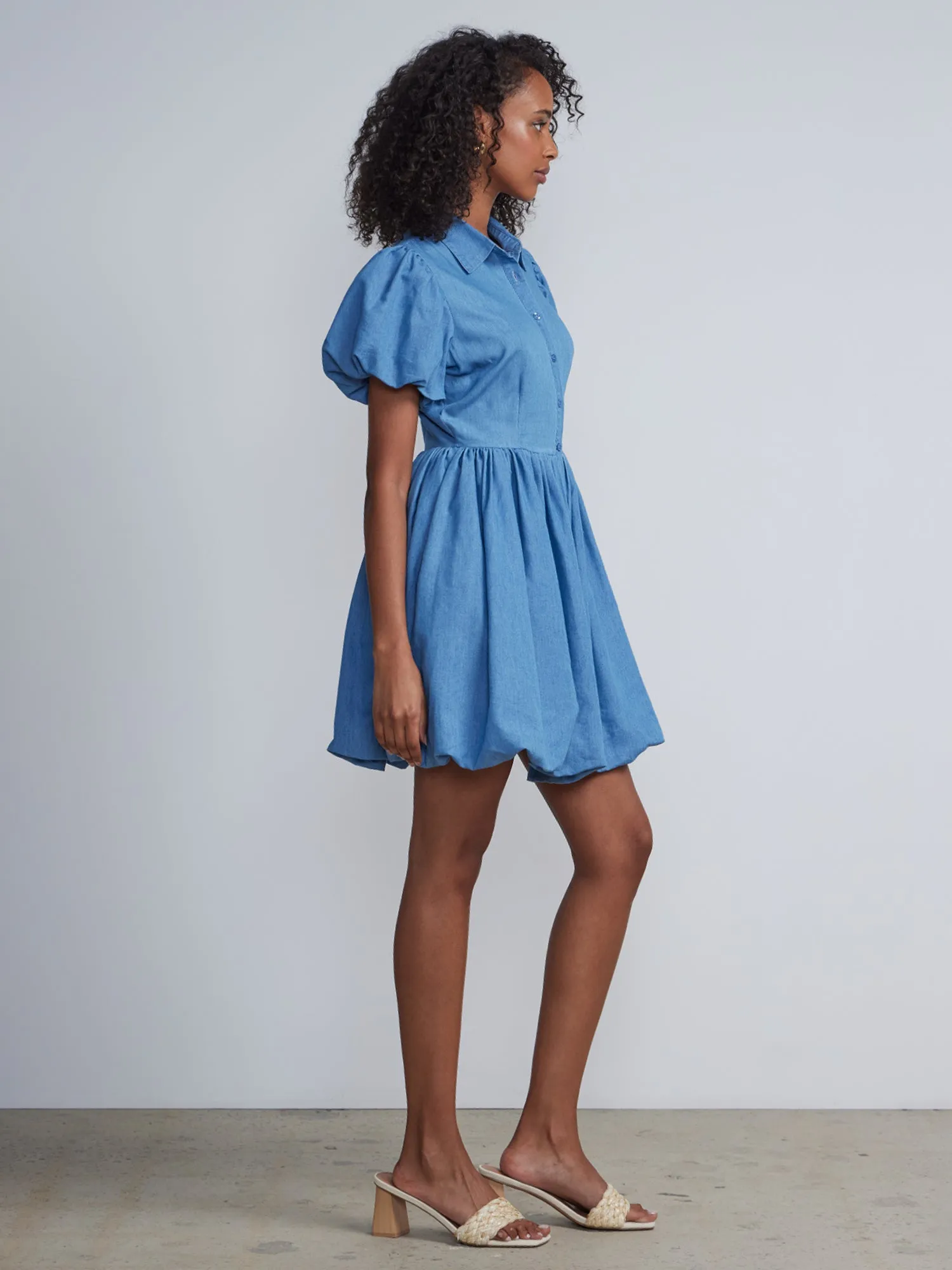 Denim Bubble Hem Dress