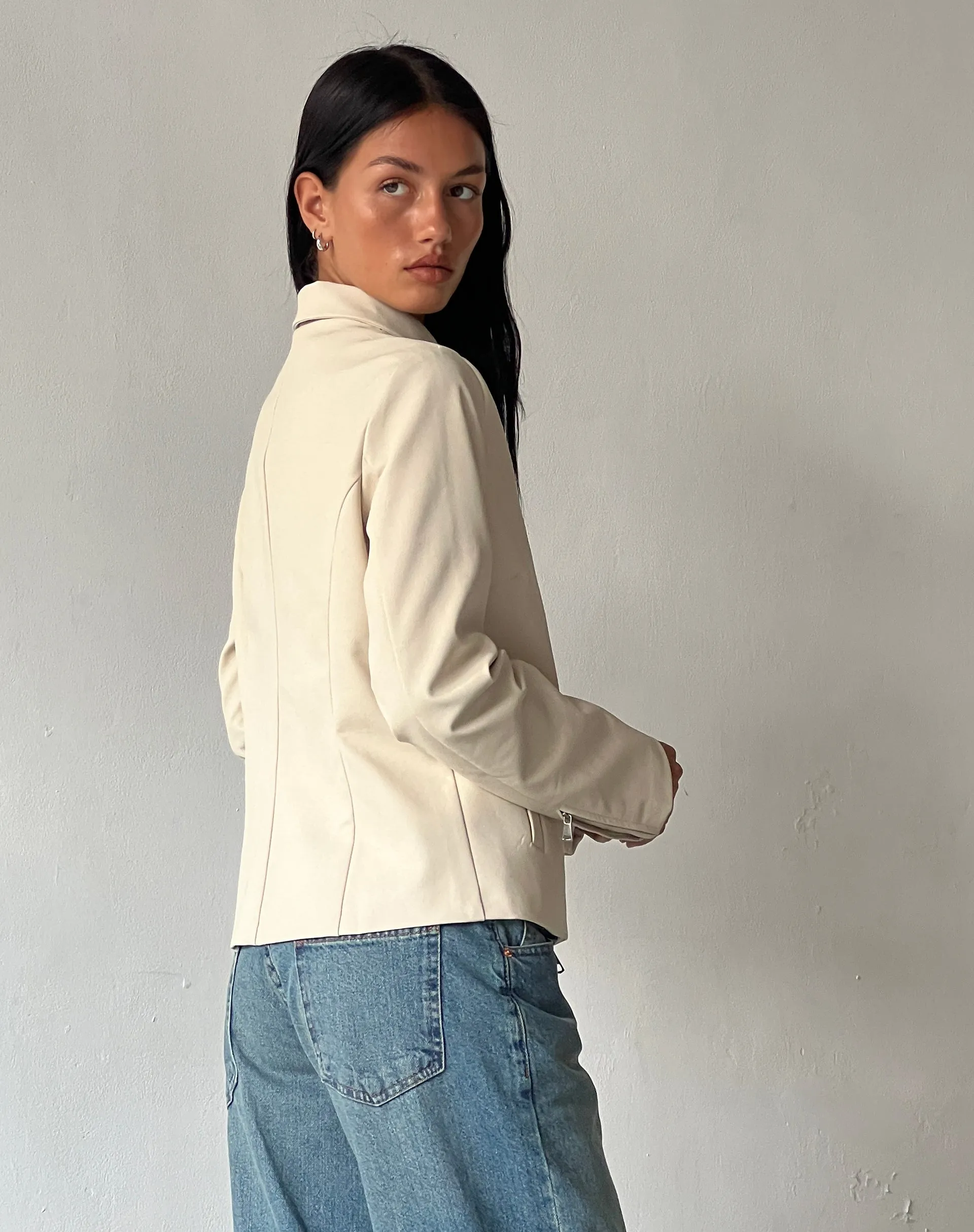 Enid Jacket in PU Ivory