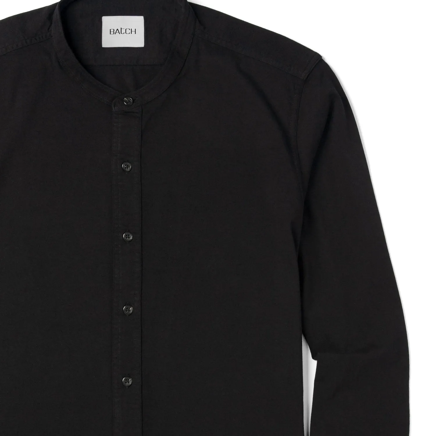 Essential Band Collar T-Shirt Shirt - Jet Black Cotton Jersey