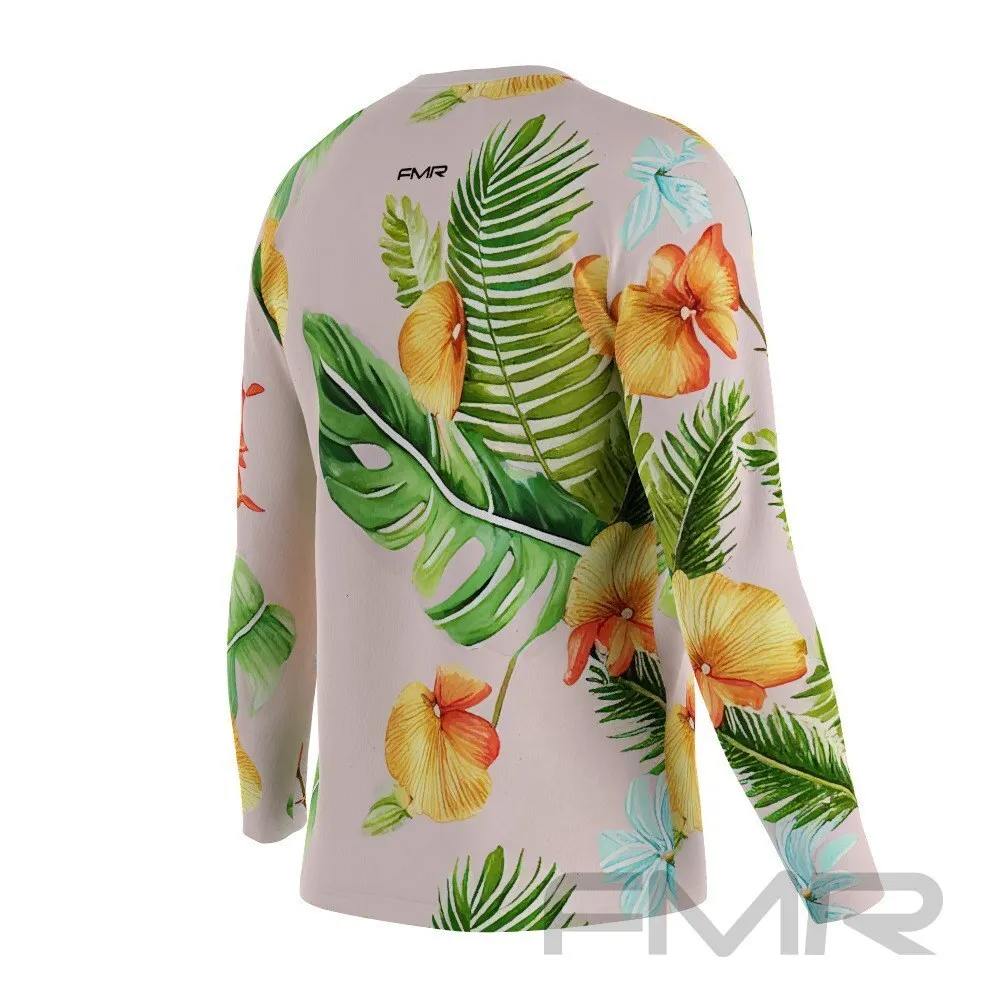 FMR Hawaiian Orange Flowers Men's Technical Long Sleeve Running Shirt