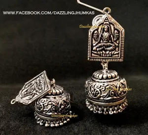 German Silver Jhumkas with Lakshmi stud