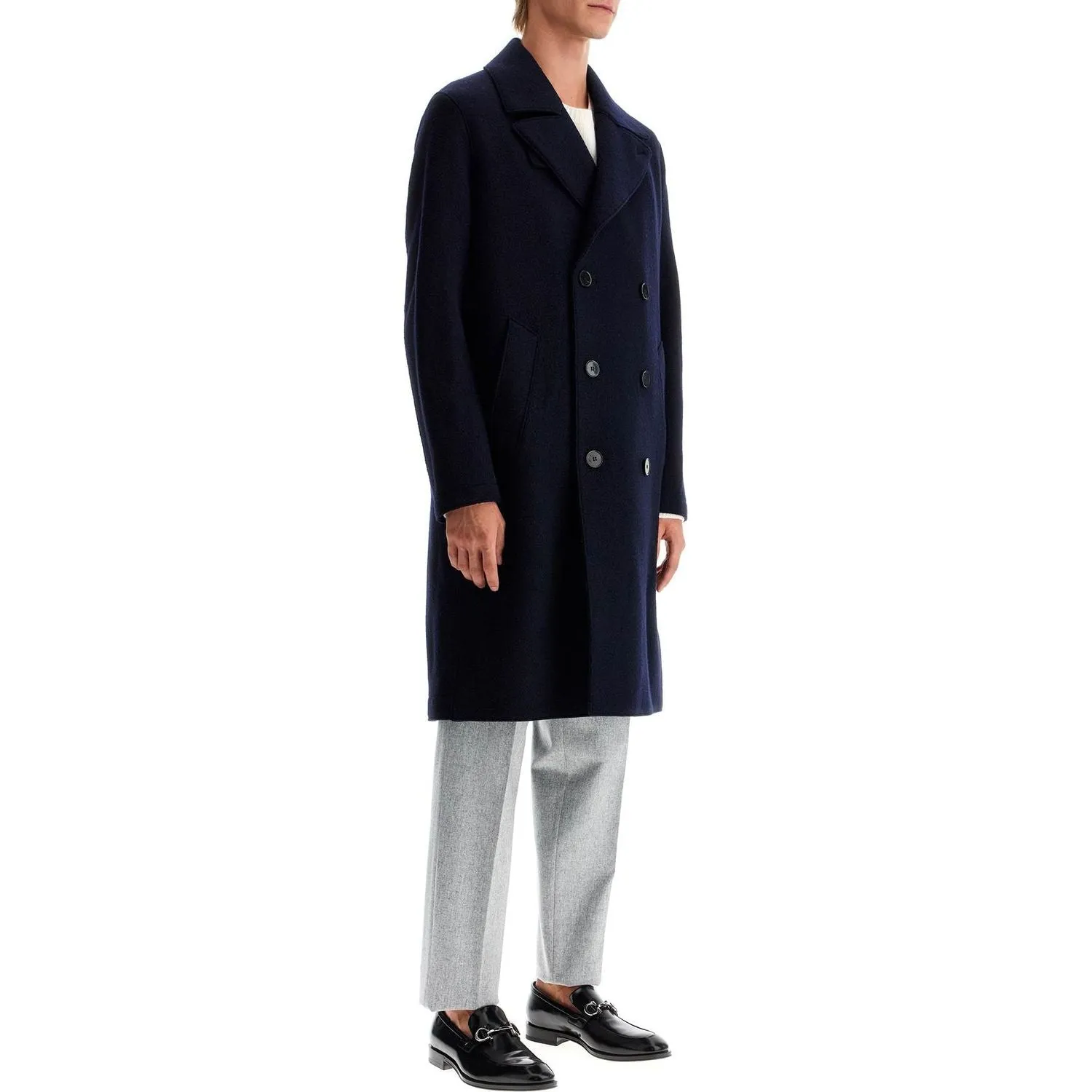 Harris Wharf London double-breasted wool coat in boiled