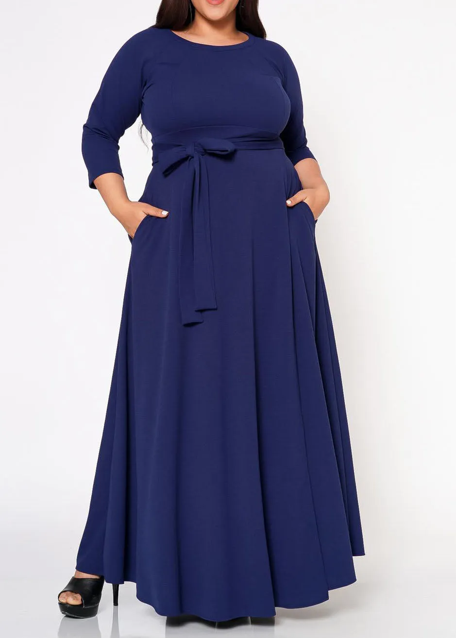 Hi Curvy Plus Size Women Effortless Fit & Flare Maxi Dress