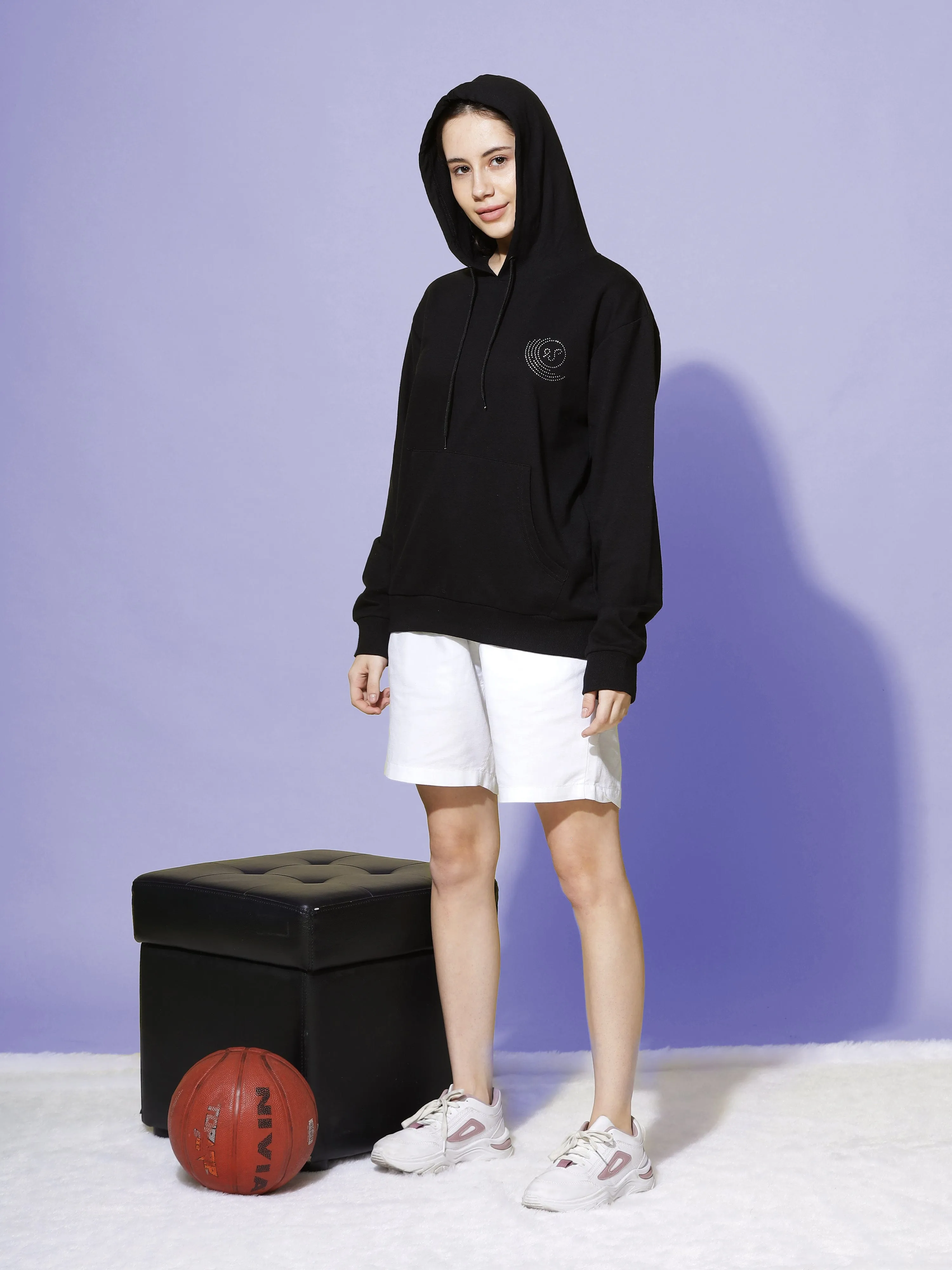 Hosiery Cotton Hoodie Black