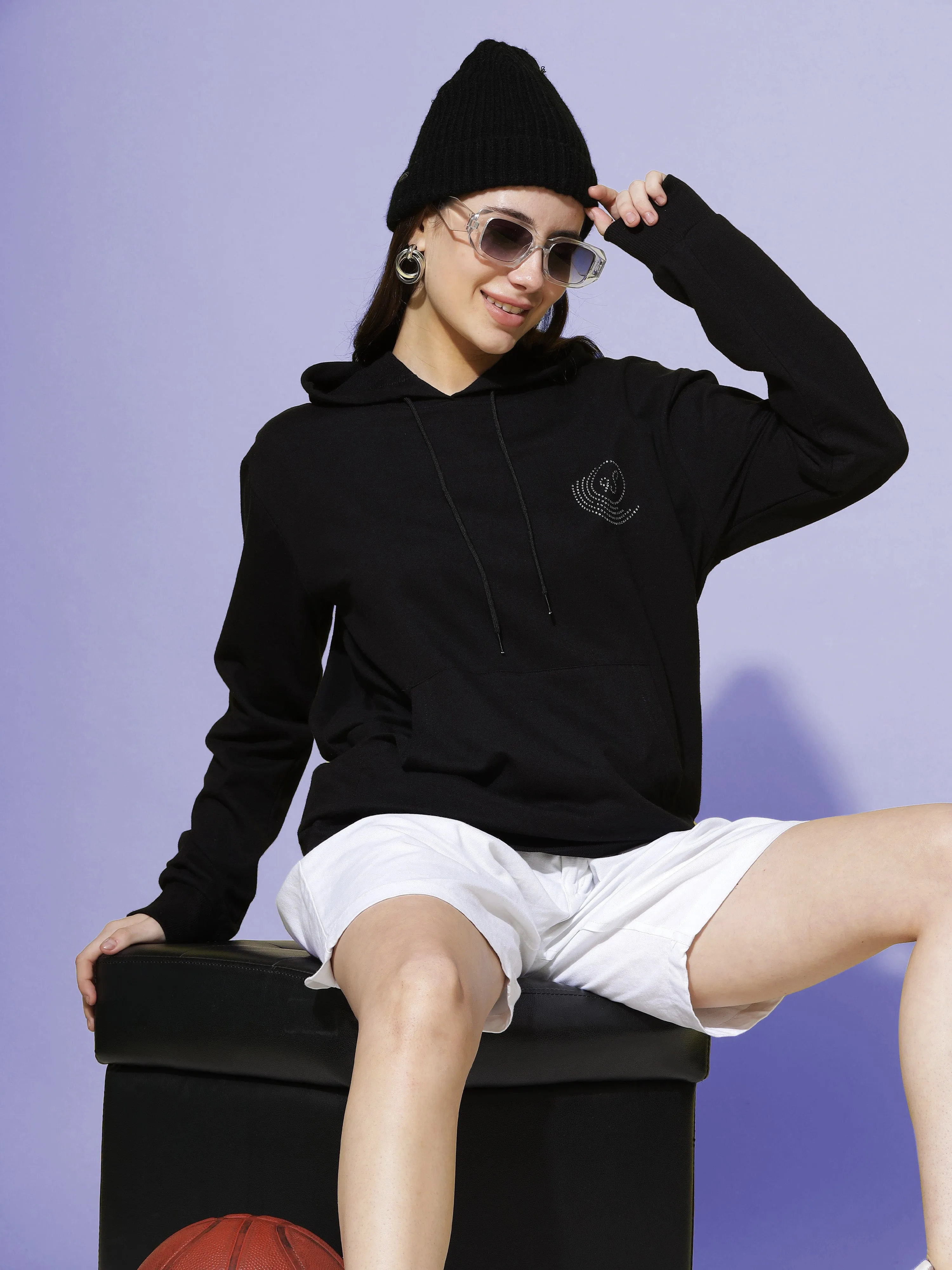 Hosiery Cotton Hoodie Black