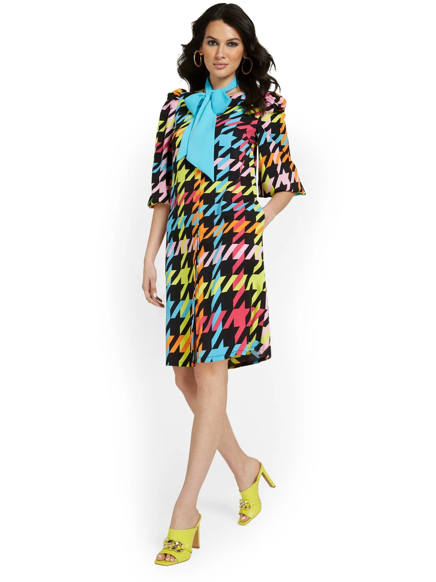 Houndstooth Shift Dress