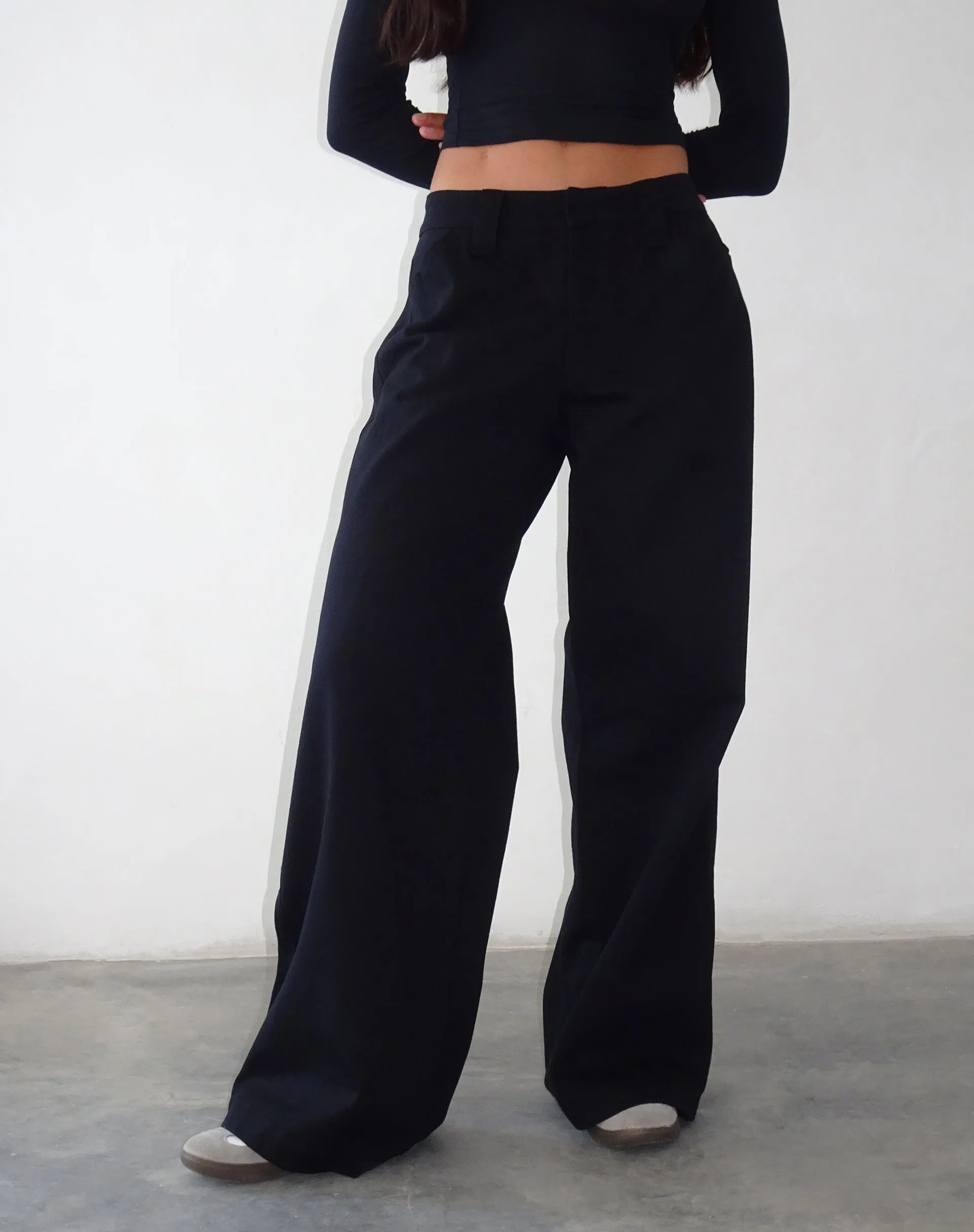 Kaomy Wide Leg Trouser in Black