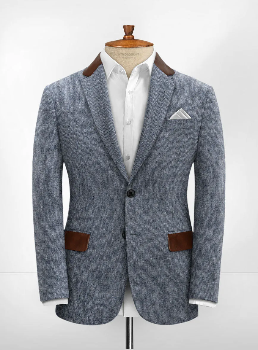 Leather Trim Tweed Suit