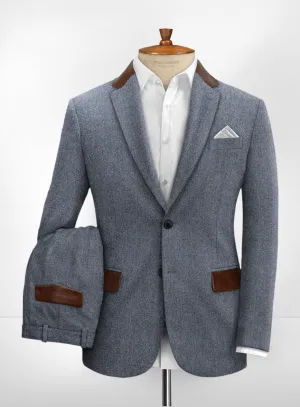 Leather Trim Tweed Suit