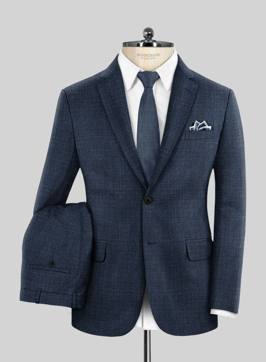 London Loom Dark Blue Eufemia Wool Silk Linen Suit