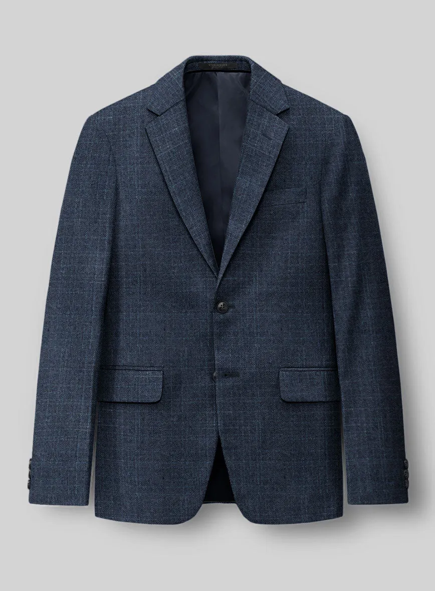 London Loom Dark Blue Eufemia Wool Silk Linen Suit