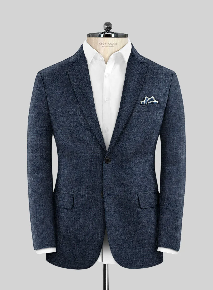 London Loom Dark Blue Eufemia Wool Silk Linen Suit