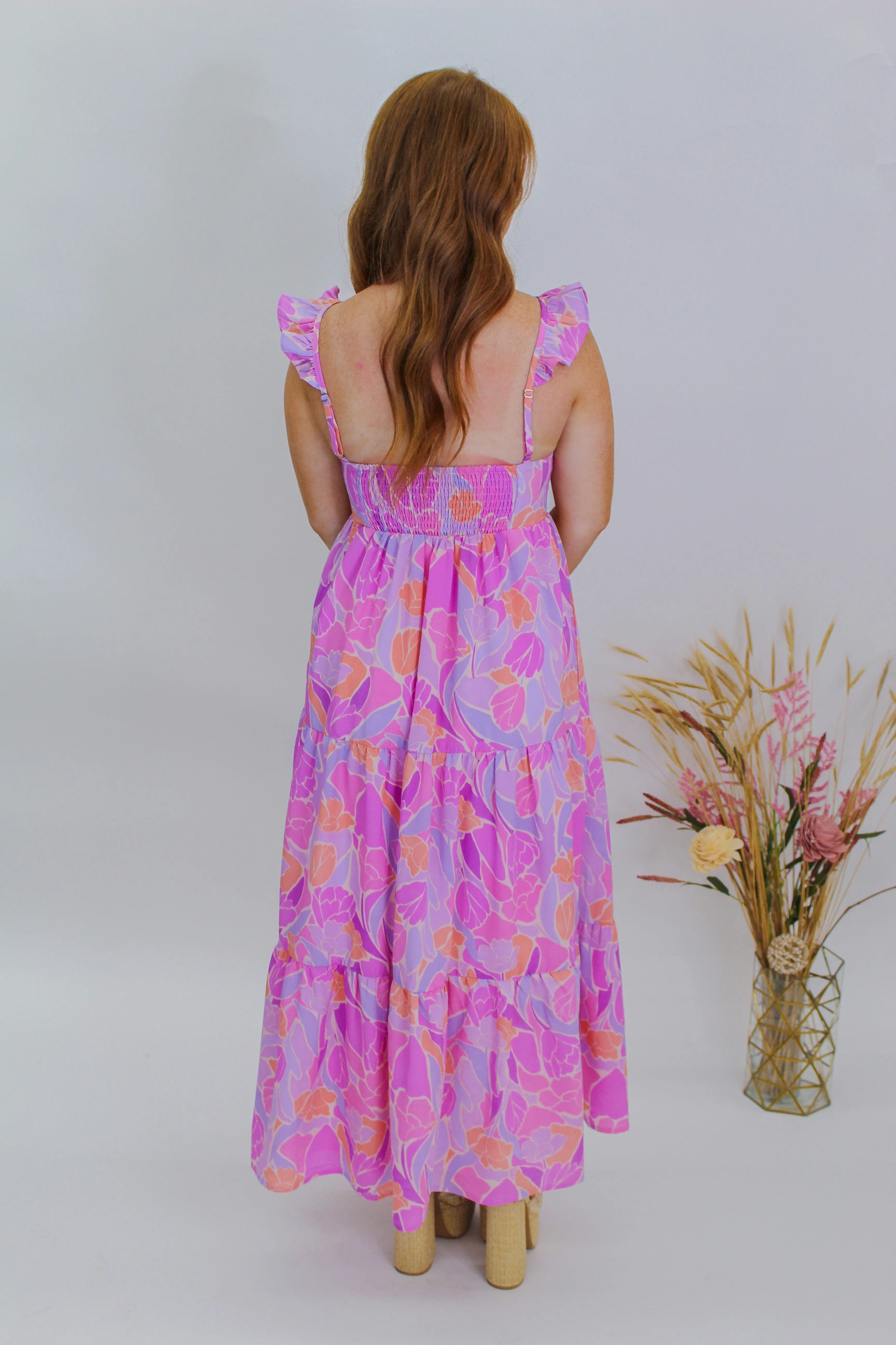 Lovely Time Floral Printed Dress- Orchid