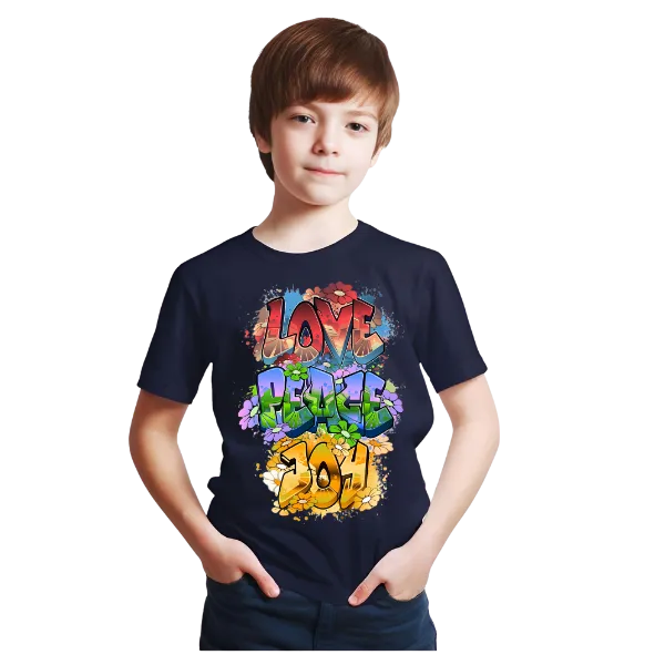 LOVE,PEACE,JOY KIDS T SHIRT