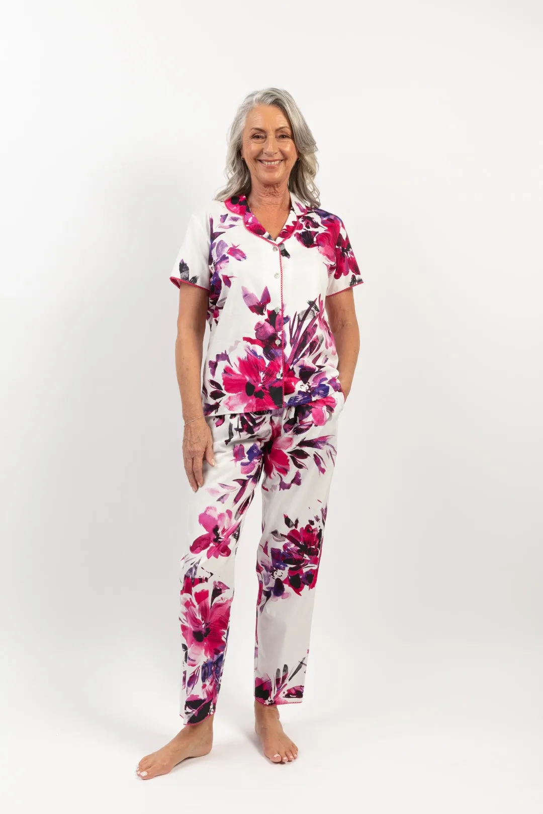 Pink Floral Print Shortsleeve PJ Set Delilah