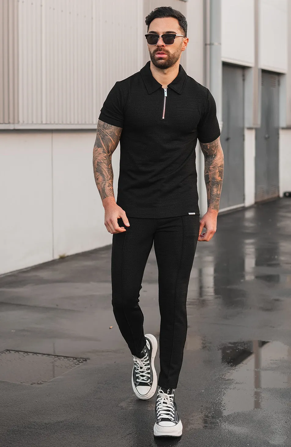 Premium Textured Pants in Black