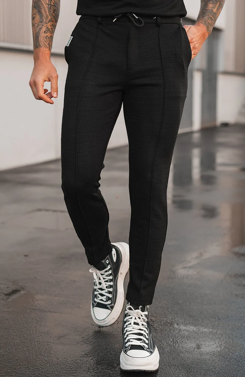 Premium Textured Pants in Black