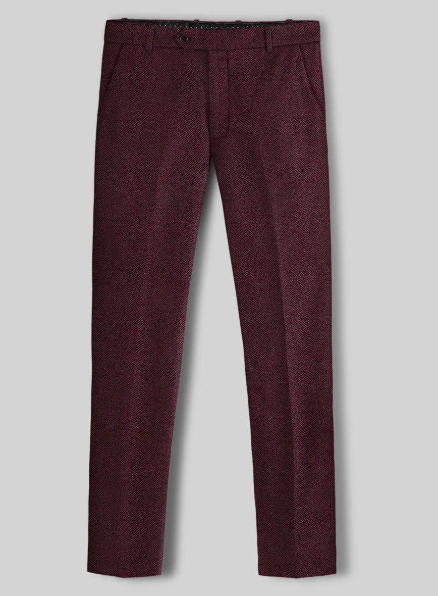 Rose Wine Herringbone Tweed Suit