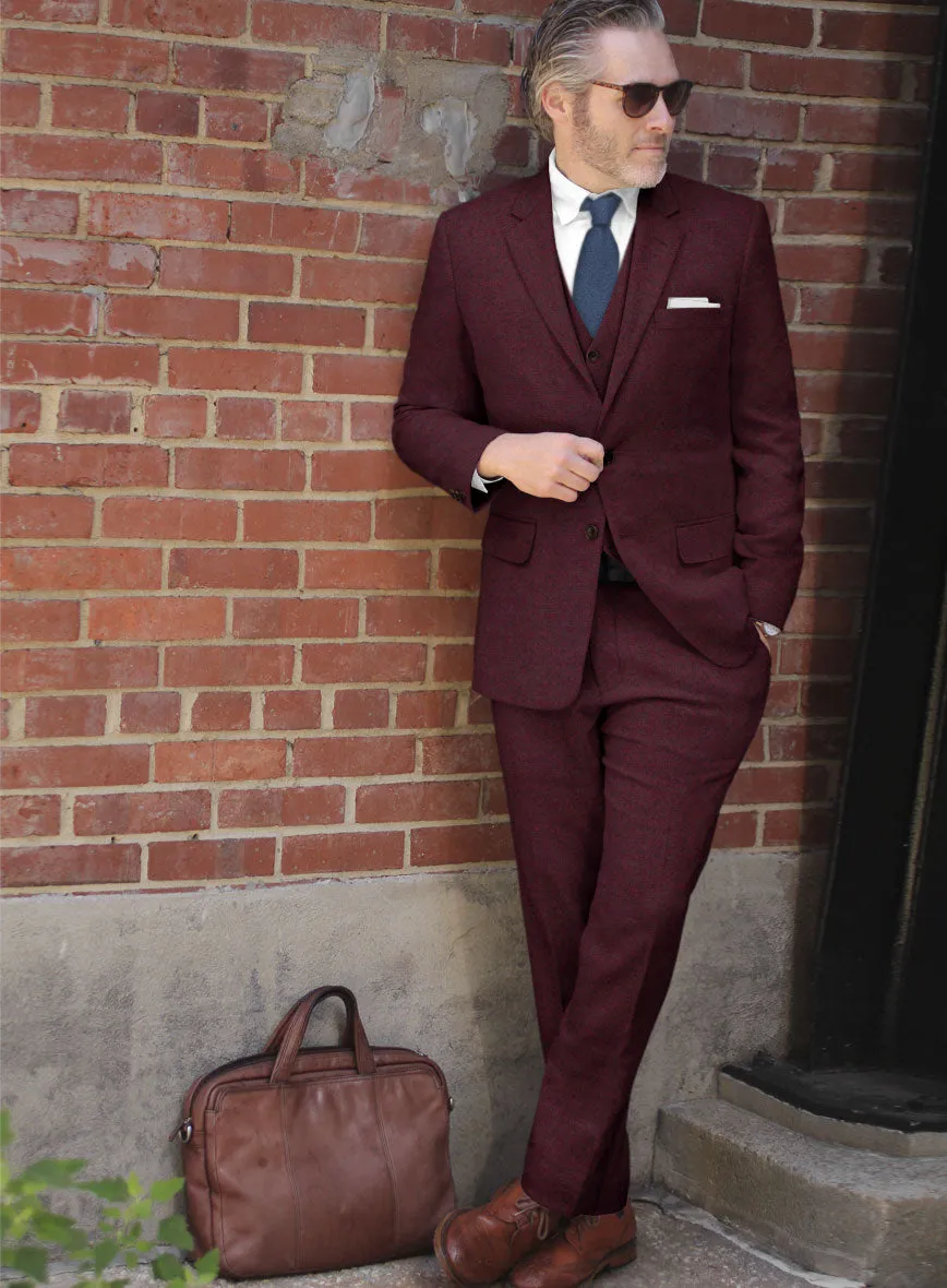 Rose Wine Herringbone Tweed Suit