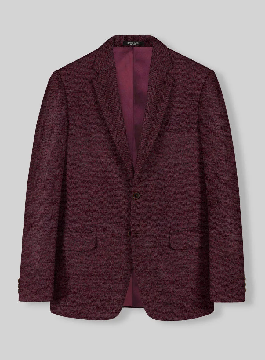 Rose Wine Herringbone Tweed Suit