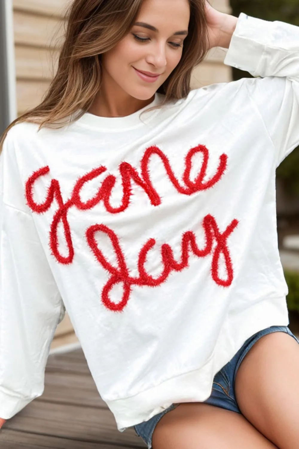 Round Neck Long Sleeve Sweatshirt, Game Day