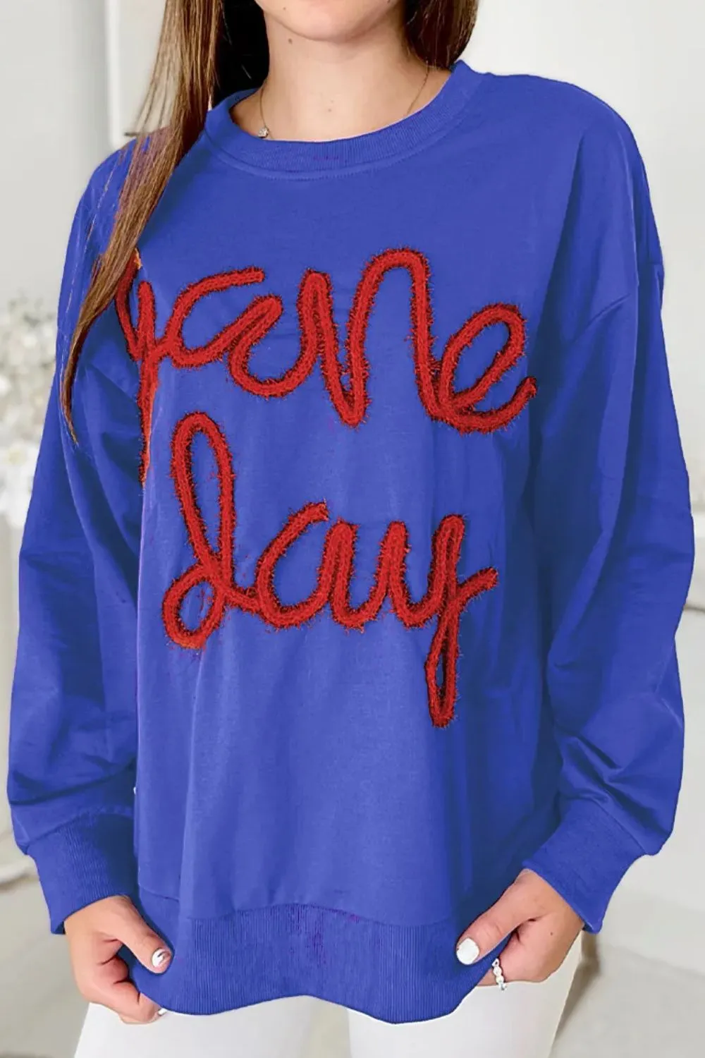 Round Neck Long Sleeve Sweatshirt, Game Day