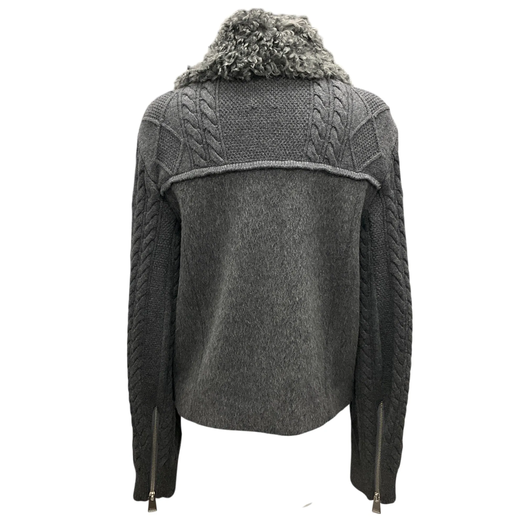 Simkhai Grey Faux Fur Collar Wool Jacket