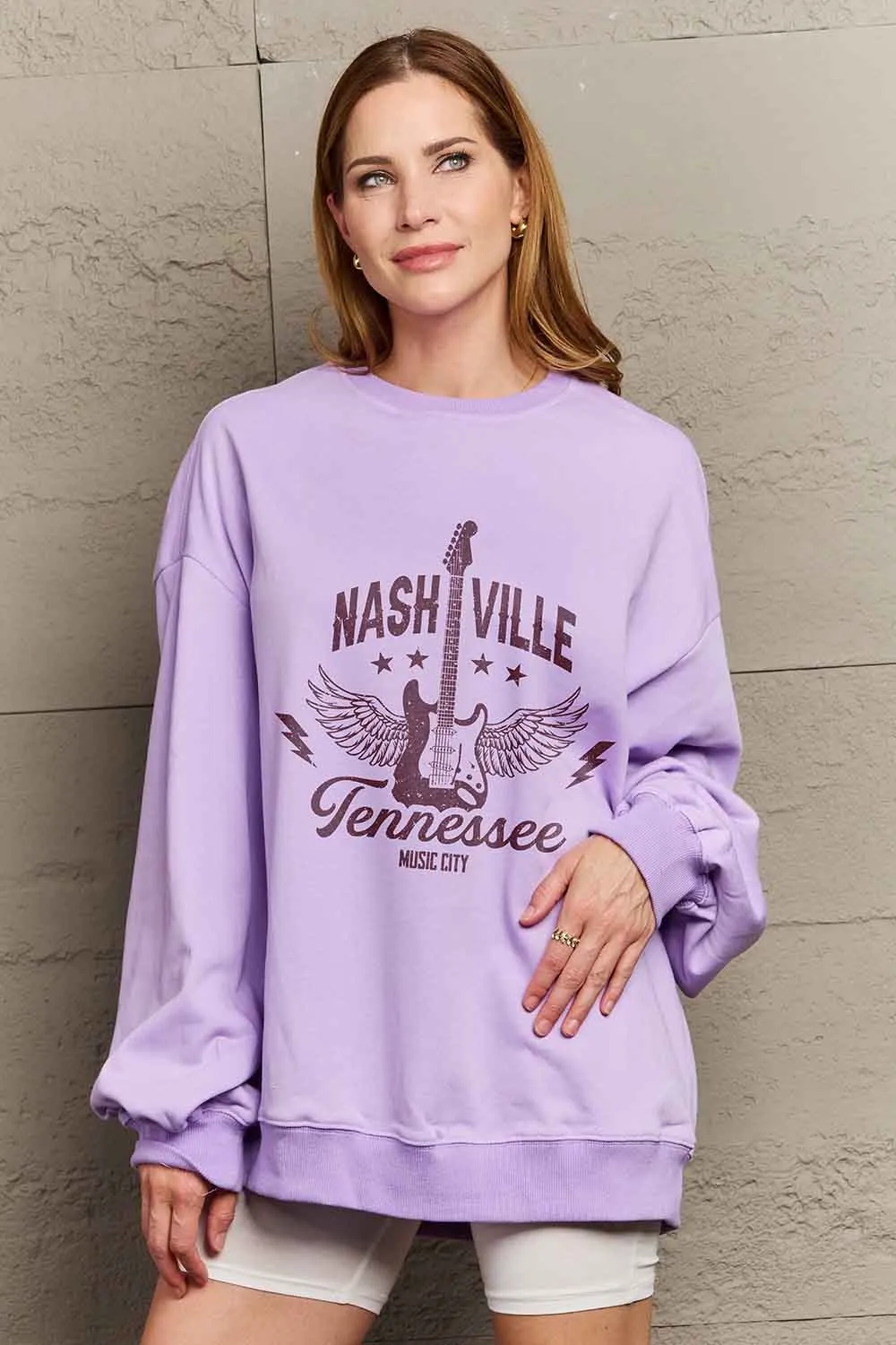 Simply Love Simply Love Full Size NASHVILLE TENNESSEE MUSIC CITY Graphic Sweatshirt