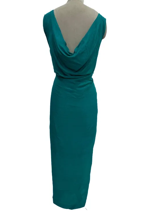 Sleeveless long dress with back cowl neck-Cleopatra Raama